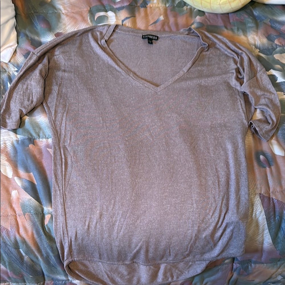 Express Heather Gray Knit Top